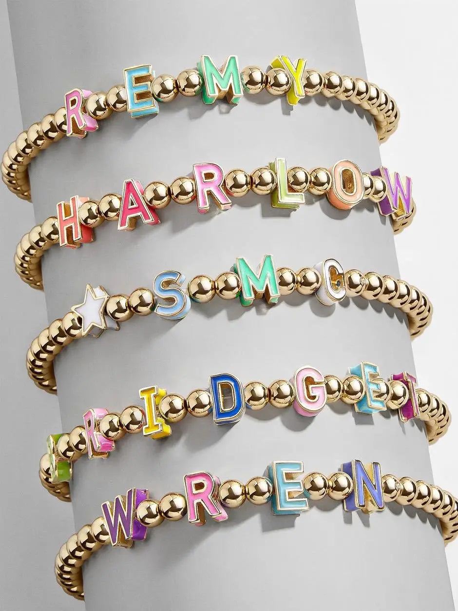 26-Piece Set Colorful Alloy Letter Charms Beads Cute Style for Children's Bracelets and Jewelry Making