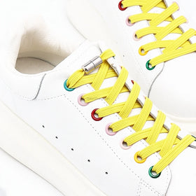 Custom Polyester Flat Elastic Lock Shoe Laces Bulk Wholesale Custom Capsule Metal Tip Lazy No Tie Shoelaces