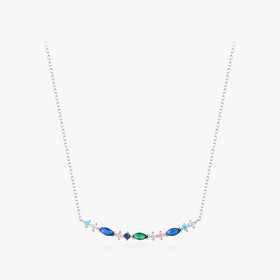 Vintage Neck Chain for Women Fine Jewelry 925 Sterling Silver Exquisite Elegant Long Summer Color Pendant Necklace