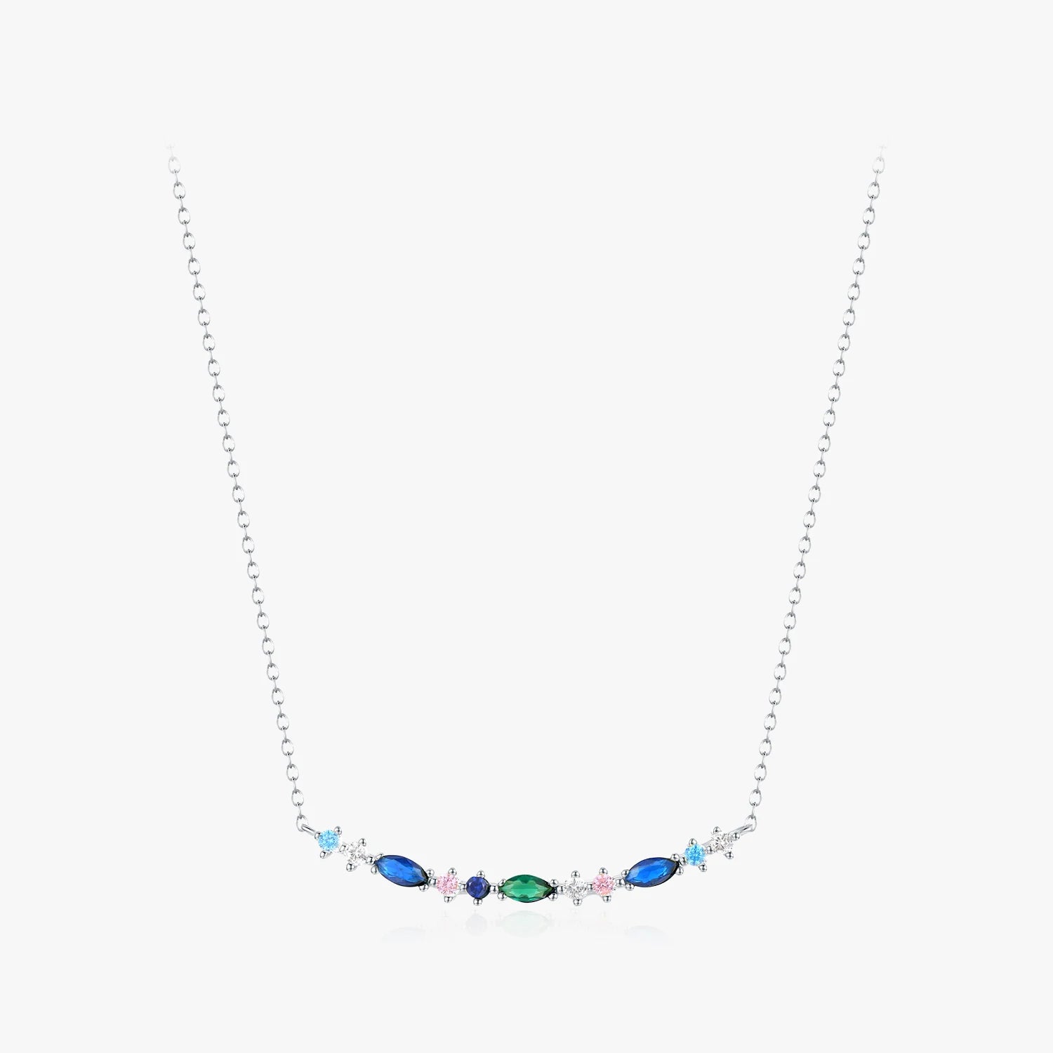 Vintage Neck Chain for Women Fine Jewelry 925 Sterling Silver Exquisite Elegant Long Summer Color Pendant Necklace