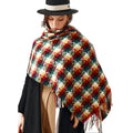 New Soft Checked Scarf Ladies Winter Knitted Coloured Windmill Plaid Pashmina Scarf