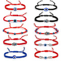 Jingcan Crystal Fashion Lucky Hand Woven Bracelet Red Rope  Braided Adjustable Blue Eyes Evil Eye Bracelet