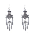 Antique Alloy Tassel Earrings for Women Long Earrings Retro Silver Flower Dangle Earrings Daily Use