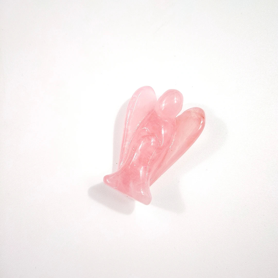 Huiying Natural Rose Quartz Crystal Figurines Gemstone 1.5 Inch Angel Carving for Decoration Crafts
