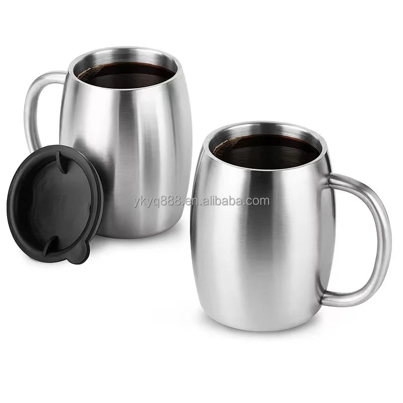 YQ 14 oz Stainless Steel Double Wall Vacuum Flask Thermos Tumbler Eco-Friendly Minimalist Design 12-24 Hours Cold Travel Ready