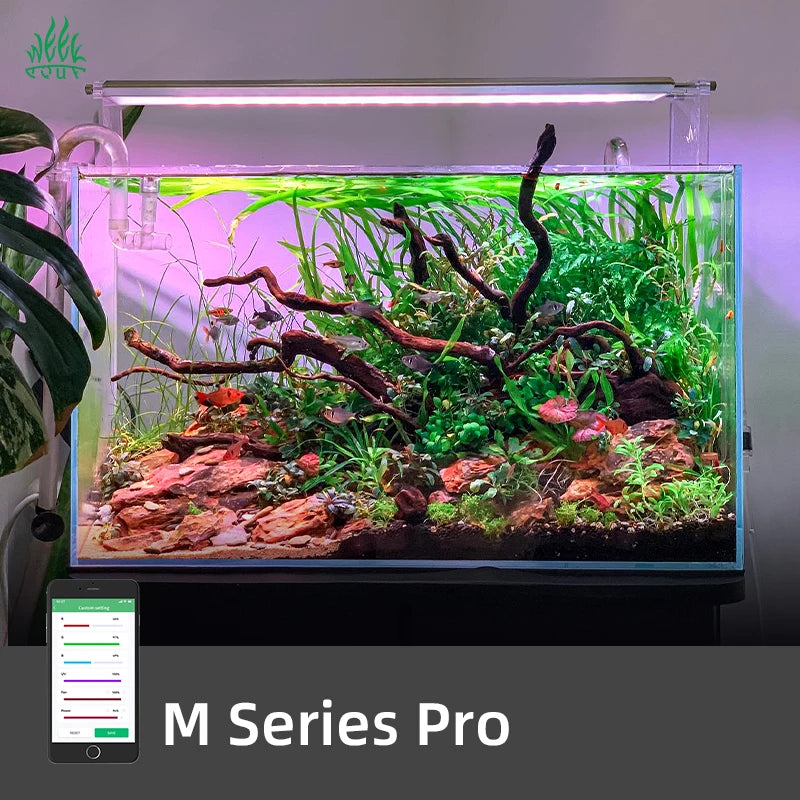WEEKAQUA M600K PRO Wrgb+uv Full Spectrum Dimmable LED Aquarium Light for Aqvarium Fish tank Aquascape Acquario