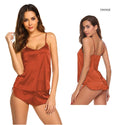 Hot Selling Women's Elastic Waist Breathable Satin Two-Piece Pajama Set Sleeveless Top and Shorts