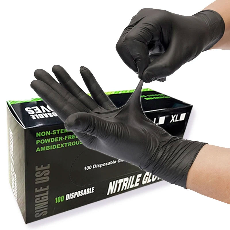 3mil Black Nitrile Gloves Tattoo Beauty Salon Manicure Hair Nail Art Cleaning Finger Textured Disposable Nitrile Gloves