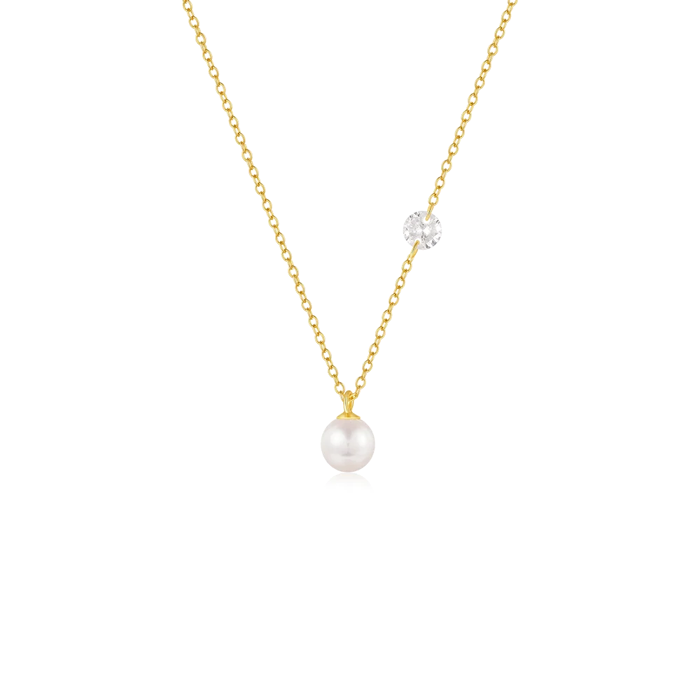 Fashion Jewelry Necklace 925 Sterling Silver Zircon Pearl Pendant Necklace 18k Gold Plated Necklace Women
