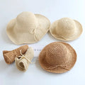 New Wholesale Custom Folding Straw Hats Wide Brim Summer Beach Large Bucket Hat for Mommy and Kids