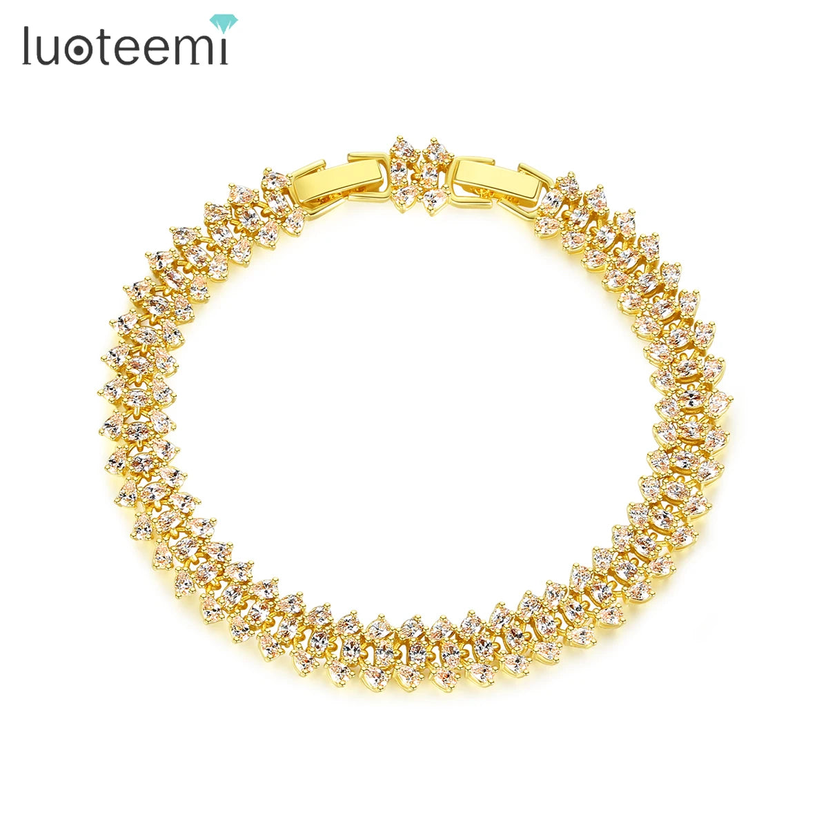 LUOTEEMI Cubic Zirconia 18K Gold Plating Zirconia Bracelet Femme Jewelry Factory Wholesale Tennis Bracelets