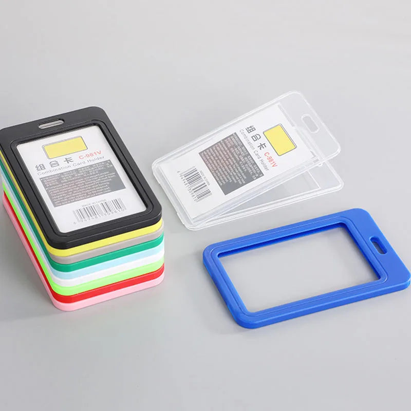 Factory Sales PP Plastic ID Card Holder Double Side Transparent Name Card Holder for Office Nurse Lanyard Accessories