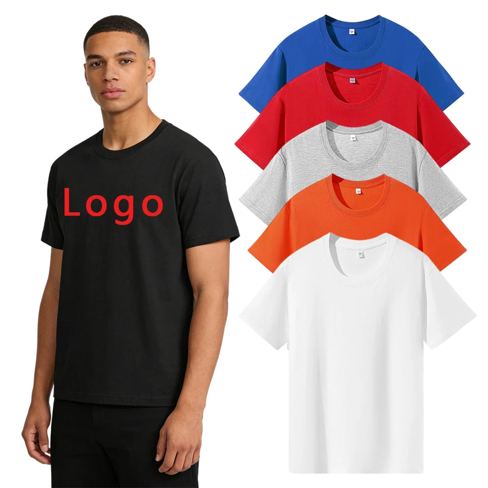 Custom Crop t Shirt Men Embroidery 180 Gsm T-Shirt Business Advertising Promotional Work Shirts Embroidery t Shirt Custom logo