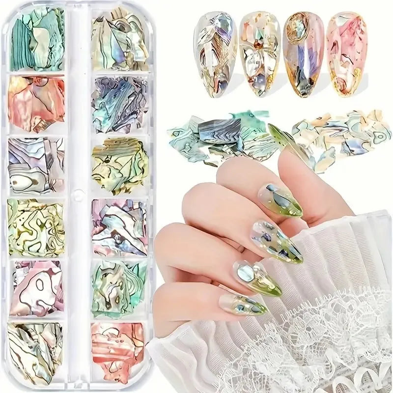 Nail Decoration Nature Irregular Shell Flakes Sequins 3D Aurora Thin Flakes Nail Art Supplies