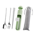 Outdoor Flatware Set with Carrying Bag SS316 Cutlery Mirror Polished Spoon Fork Chopsticks Floss for Travel