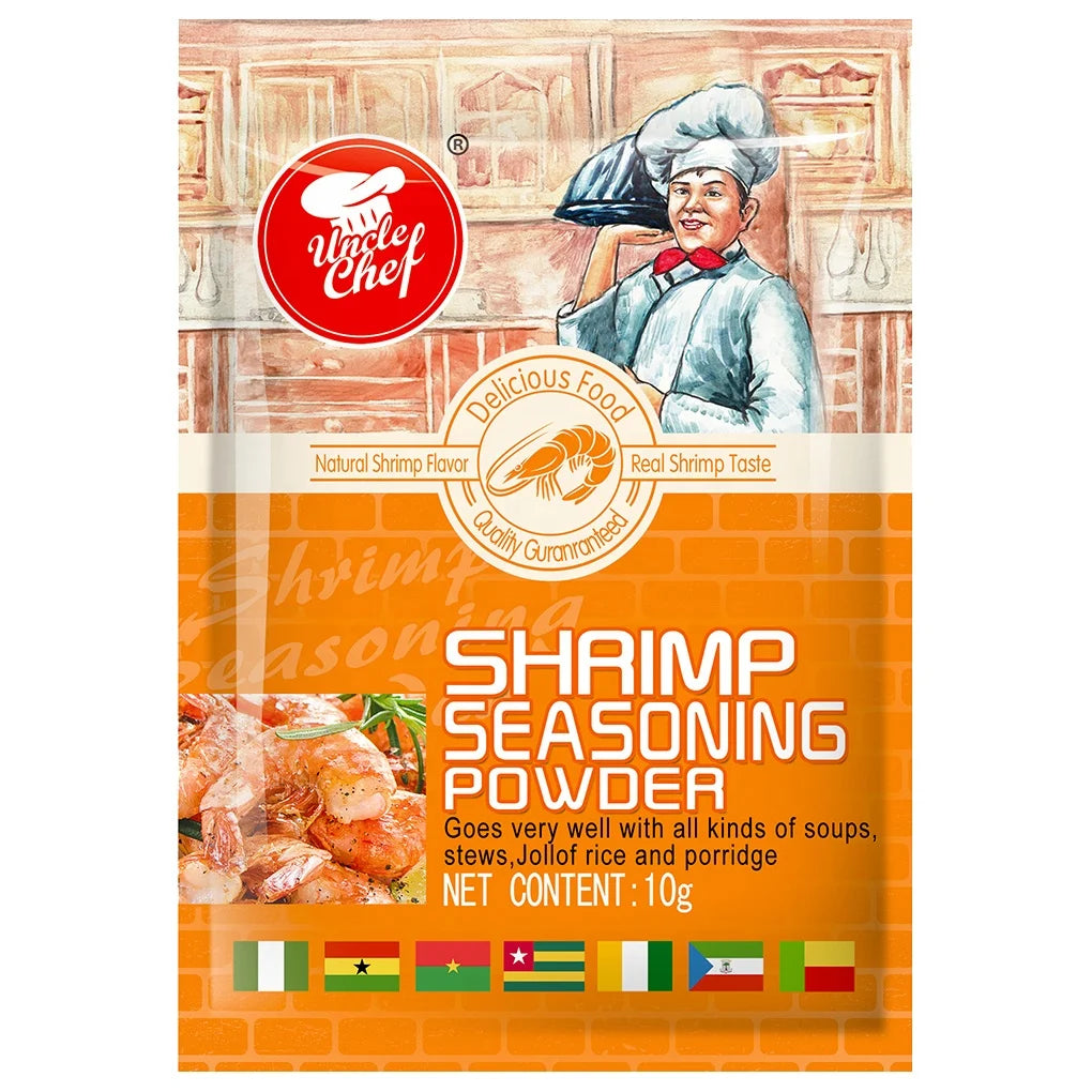 Uncle Chef Brand Halal Dried Blended Shrimp Bouillon Powder Mixed Spices & Seasonings 10g X 600bags 12 Months Shelf Life