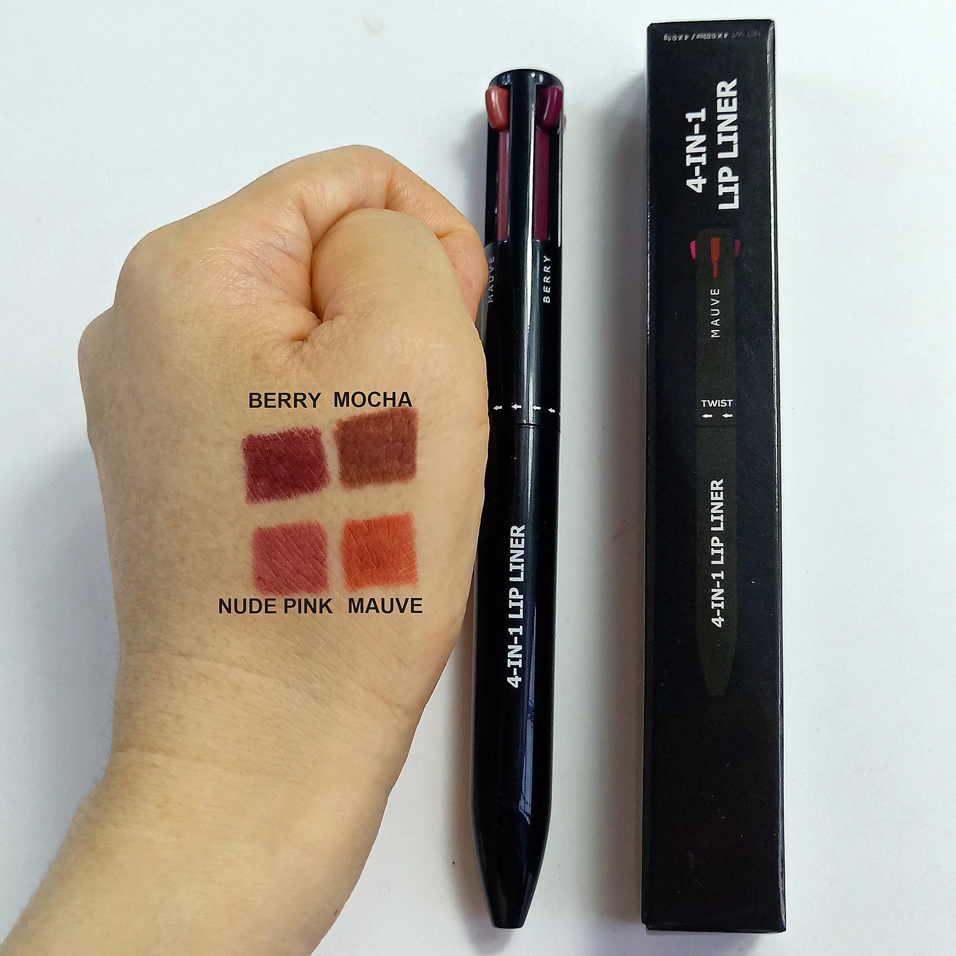 Wholesale Twist up Waterproof Lipliner Custom Lip Liner and Lipstick 4 in 1 Pen Lip Liner Pencil with logo