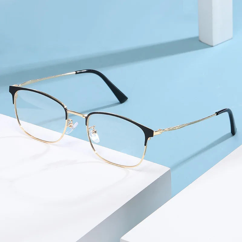 Fashion Color Changing Anti Blue Light Glasses New Tide Metal Anti Blue Light Glasses Retro Photochromatic Glasses