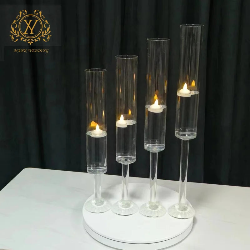 Single Head Hurricane Candlestick Can Be Filled with Water and Float Candles Clear Crystal Glass Candle Holder for Centerpieces