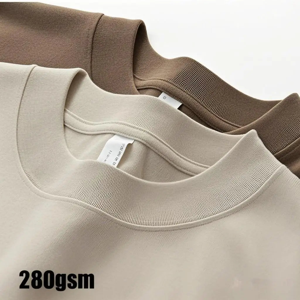 Knitted Capped Odm  Custom Logo 100% Cotton Tshirt for Men Heavyweight 280GSM Oversized 3D Printed Blank Tshirts Casual Style
