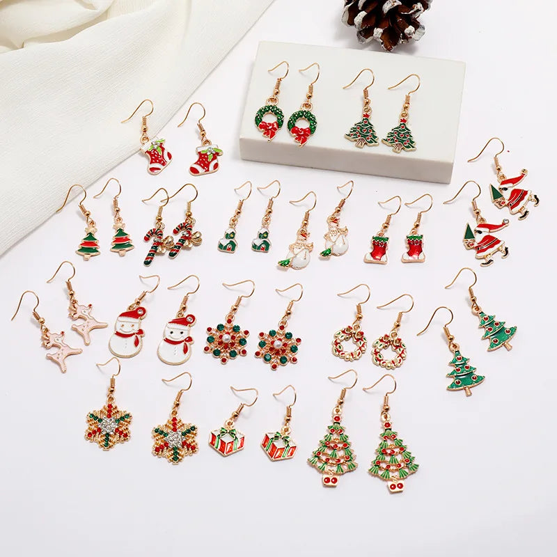 Wholesale in Bulk Fashion Women's Earrings Trendy Jewelry Alloy Gold Christmas Earrings Jewelry