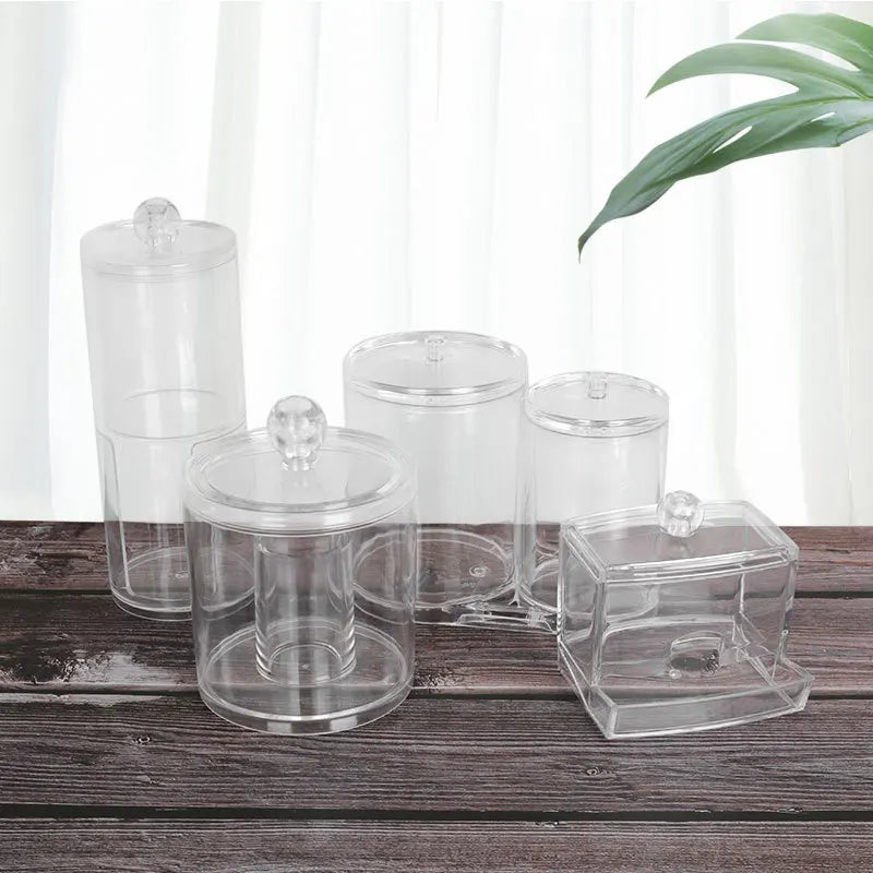 Bathroom Canister Storage Makeup Organizer Qtip Holder Dispenser for Cotton Ball Cotton Swab Clear Toothpick Holder