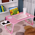 MDF Wooden Folding Laptop Study Table Colorful Design Table Foldable Computer Small Bed Desk with Cup Holder
