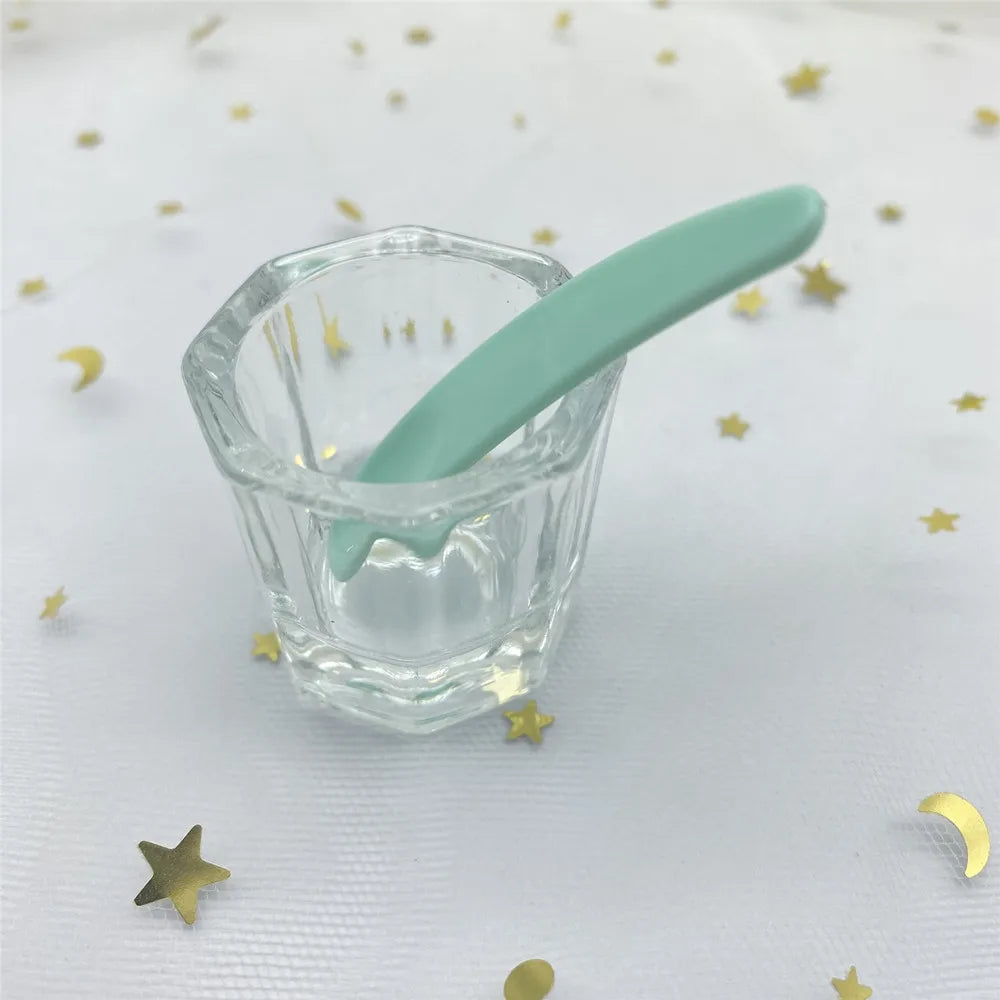 Crystal Glass Dappen Dish for Eyebrow Eyelash Dye Tint Eyebrow Tint Tools Mixing Dish Stirring Cup for Makeup