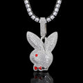 Fashion Gold Plated Brass Rabbit Pendant Necklace Micro Pave Zircon Hip Hop Jewelry Rope Chain for Party Gift