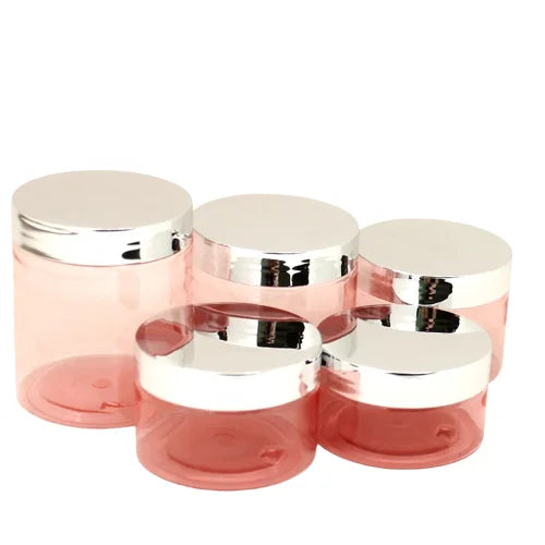 Glossy Silver Lid Plastic Jar Cosmetic Cream Bottle 100g 120g 150g 200g 250g 4OZ 5OZ PET Clear Pink Colour Plastic Container Pot