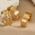Exaggerated Stainless Steel Large Chunky Cuff Bracelet Wide Hammered Textured Open Bangle for Women 18k Gold Jewelry