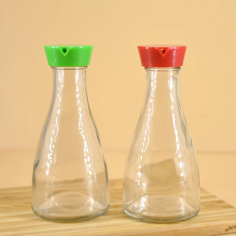 150ml Glass Soy Sauce Vinegar Oil Bottle With Green Red Color Plastic Dispenser Lid for Kitchen Use