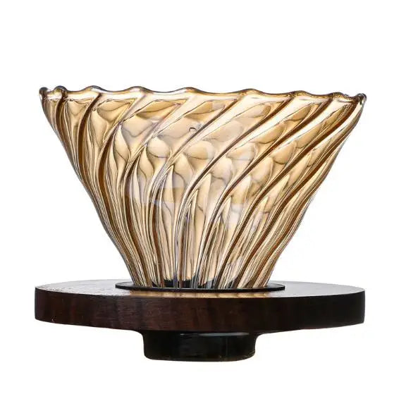 Heat Resistant Glass Coffee Filter Holder Glass Wooden Coffee Dripper
