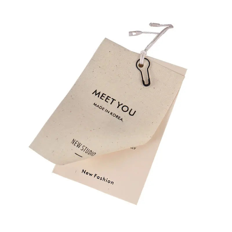 Luxury Custom Swing Paper Hang Tag for Clothing Eco-Friendly Recycled Cotton and Canvas Fabric Hang Tag
