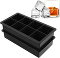 2 Pack Large Silicone Ice Cube Trays 8 Square Cavities Per Tray Ideal for Whiskey Cocktails Soups Baby Food and Frozen Treats