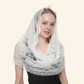 2026 Ivory White Wedding Cape Muslim Ladies Lace Shawl Scarf Bridal Mantillas for Church Wedding Lace Veil Catholic