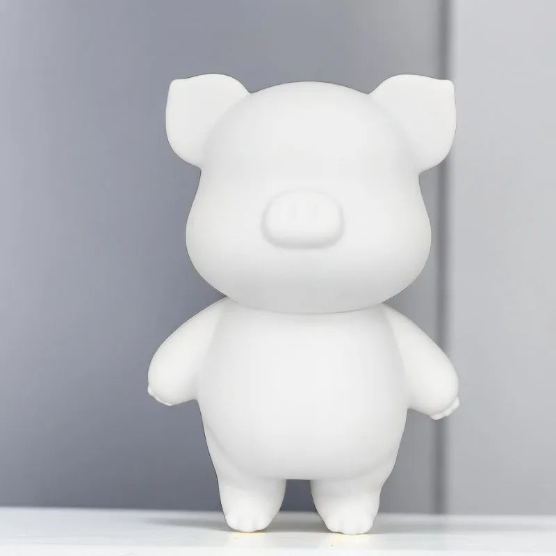 Cartoon DIY Fluid Pig White Embryo Wholesale Ornament Made of Resin Material White Fluid Pig