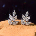 Huitan Bridal Wedding Ear Jewelry Marquise Cut Leaf Silvery Earrings AAA+ Cubic Zirconia Cute CZ Stud Earrings for Women Girls