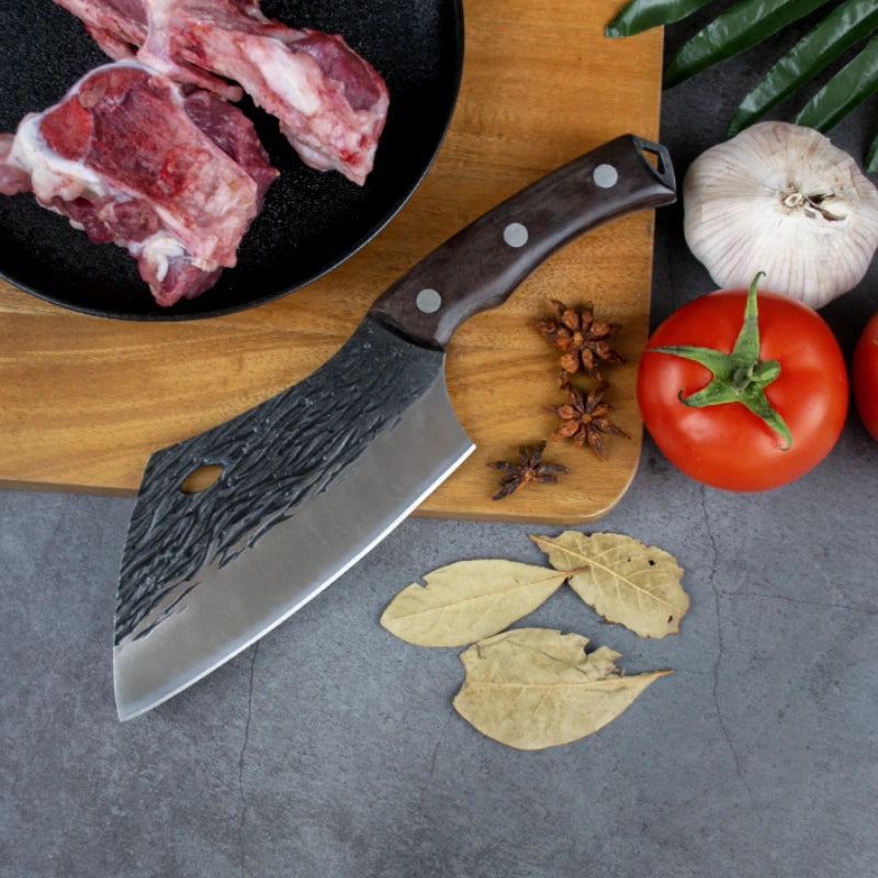 Custom Handmade Forged Stainless Steel Cleaver Butcher Knife Chopper Outdoor Kitchen Chef's Knife Slaughter Knife Wood Handle