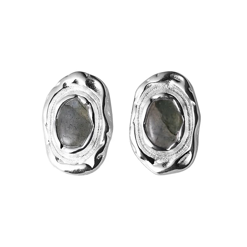 925 Sterling Silver Unique Shape Black Gemstone Earring for Party