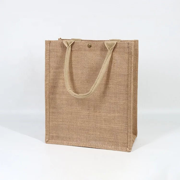 Eco Friendly Cheap Price Custom Beach Jute Bag for Gifts With Snap Button