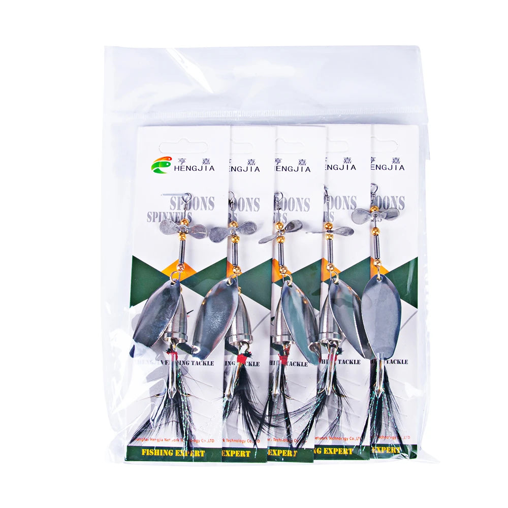 Wholesale Jerkbait Carp Fishing Spinner Bait Wholesale Fishing Spoon Lures Mental 9.5CM-9.9G-#6 Feather Hook with Factory Price for Fishing