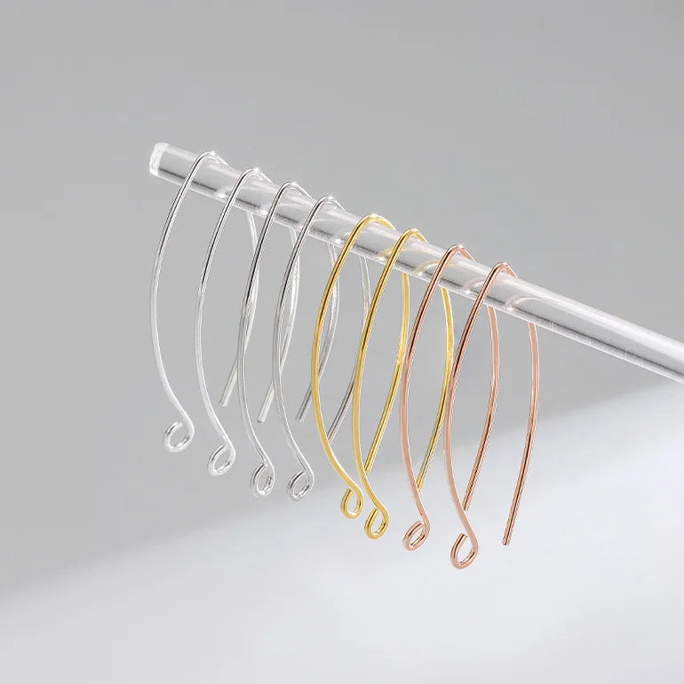 Wholesale Ear Wires 100% 925 Pure Silver Jewelry Open Oval V Shaped Ear Hook for Dangle Earring Making Finding