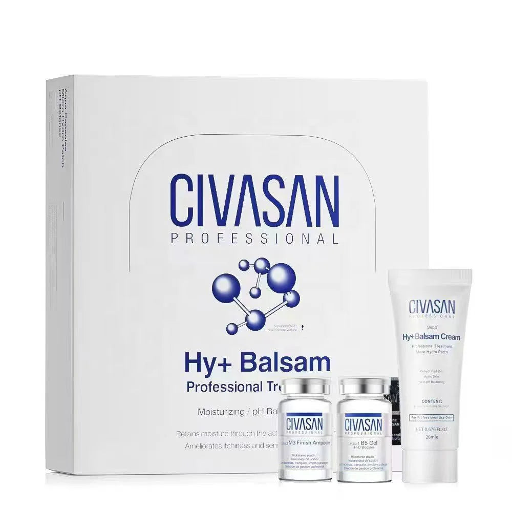 Korean CIVASAN Professional Facial Moisturizing pH Balancing Kit Hy + Balsam Cream B5 Gel H2O Booster Ampoule Skin Care Set