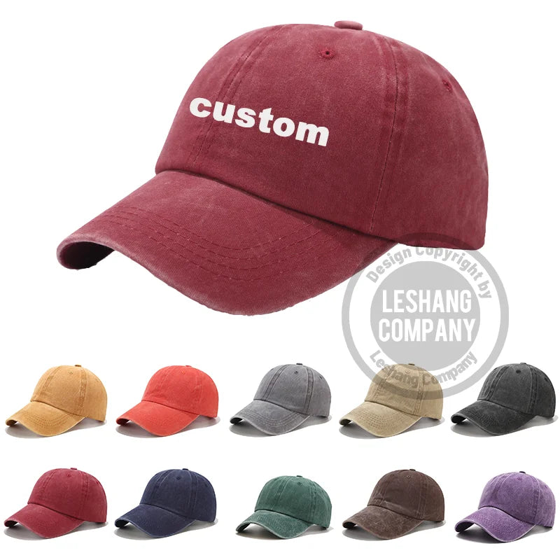 Wholesale Blank Unstructured Vintage Custom Embroidery LOGO Baseball Caps Washed Faded Cotton Fabric Distressed 6 Panel Dad Hat