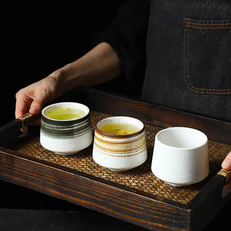 Saudi Cafe  200ml Japanese Style Customized Logo Small Water Cup Personalized Tea Cup Ceramic Coffee Cup