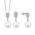 YILUN Genuine Natural White Freshwater Pearl Jewelry Set 925 Sterling Silver Pearl Necklace and Earrings Set for Weddings