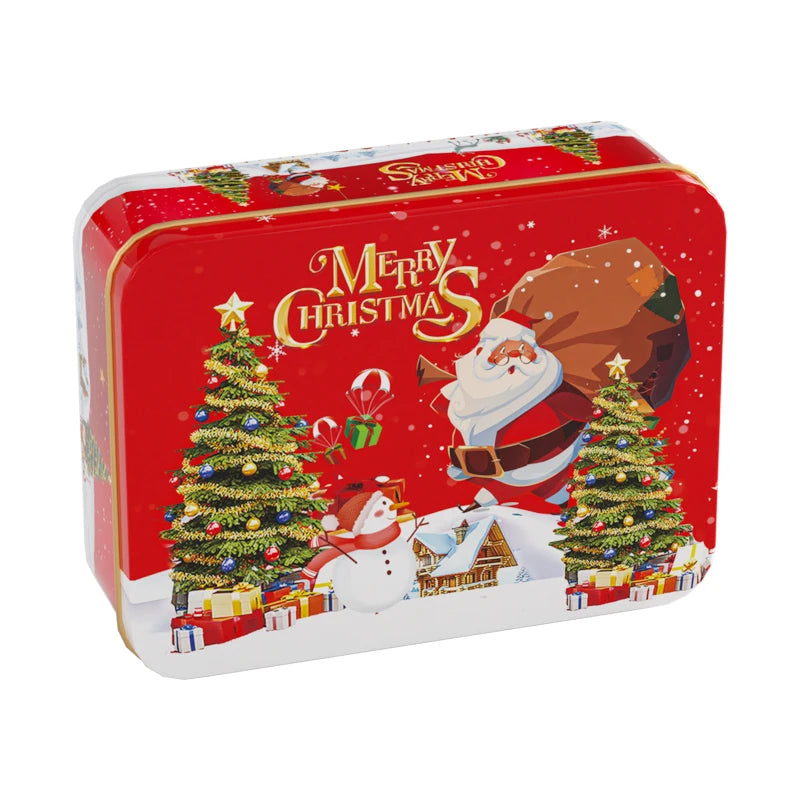 12*9*4cm Rectangle Shape 0.18mm Thick Empty Tin Box Christmas Design Promotion Gift Packaging Custom Logo XMars Craft Candle