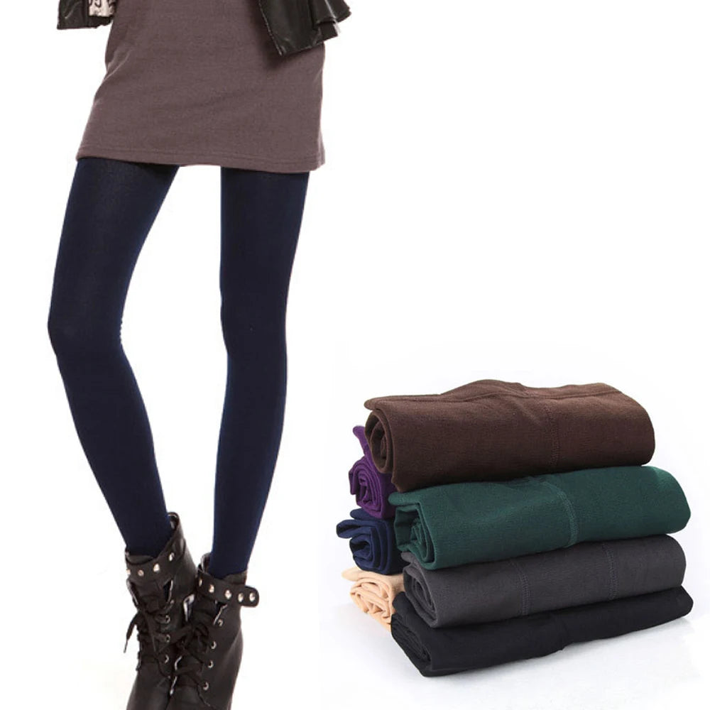 Women New Korean Style Elastic Autumn Winter Seamless Leggings Long Pants One-piece Wear Fleece Brushed Leggings
