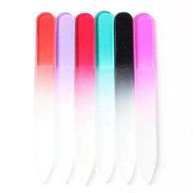 Custom Logo Double Sided 9cm Mini Glass Nail File with Customized Color for Nail Care